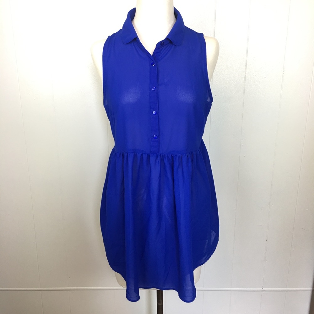 Charlotte Russe Blue Open Back Blouse Sz. M